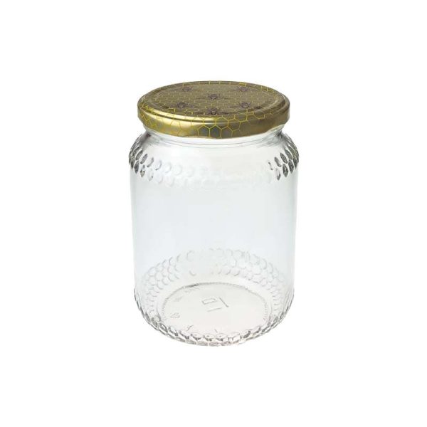 emballage miel pot en verre Couvercles dorés avec motif abeille – Pour un pot de miel qui incarne l’élégance, la nature et l’authenticité